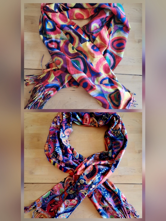 Accessories - Squares with Concentric Circles by Wassily Kandinsky | Reversable Scarf